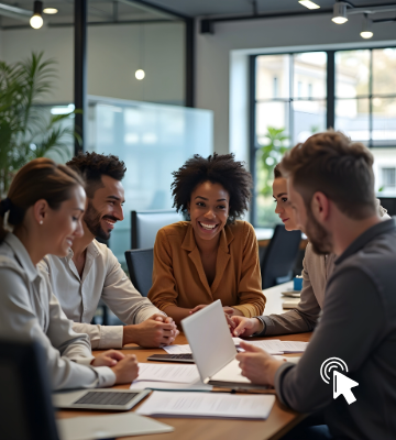 two professionals in a conversation